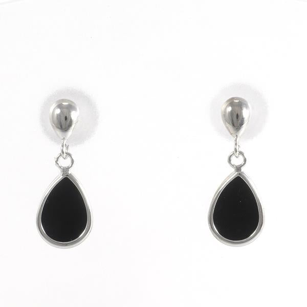 K14 White Gold Onyx Earrings in Pristine Condition