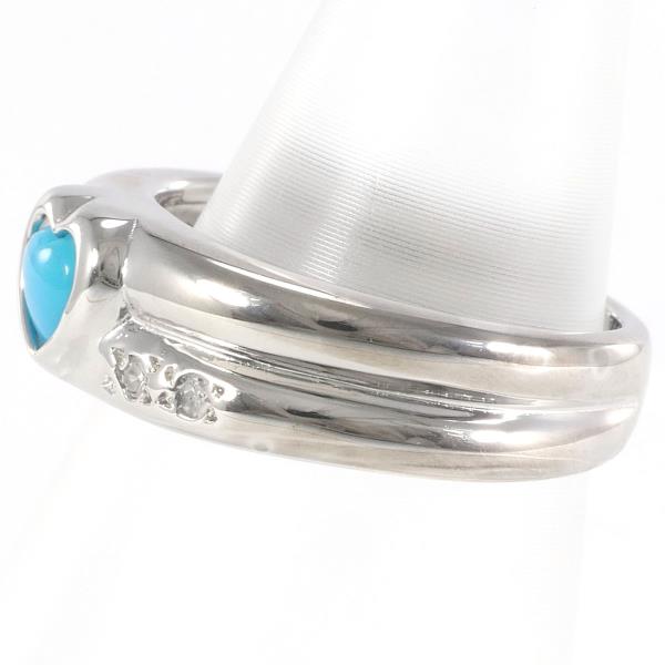 K14 White Gold Ring with Turquoise and Diamond in Excellent Condition