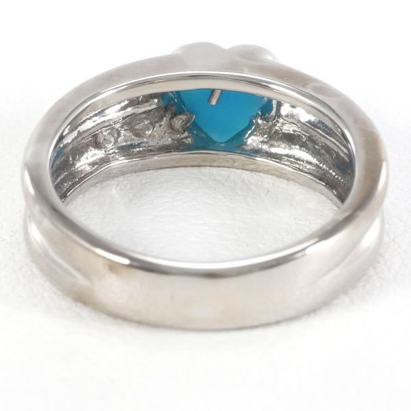 K14 White Gold Ring with Turquoise and Diamond in Excellent Condition