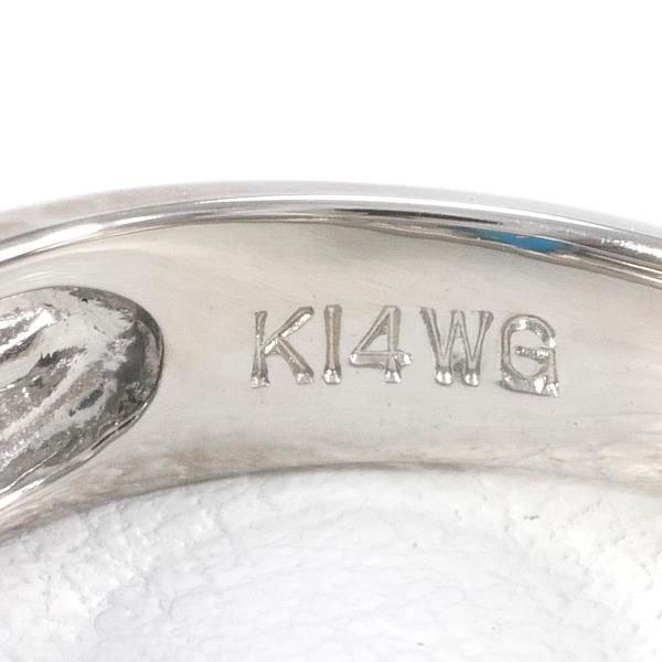 K14 White Gold Ring with Turquoise and Diamond in Excellent Condition