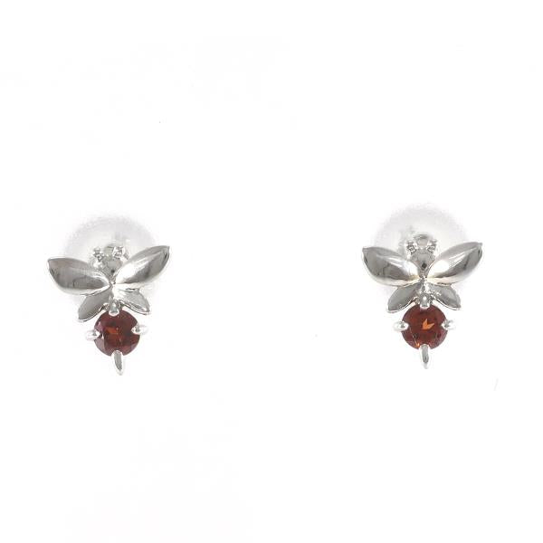 K10 White Gold Garnet Earrings in Excellent Condition