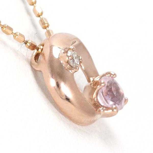 K10 Pink Gold Rose Quartz Necklace in Excellent Condition