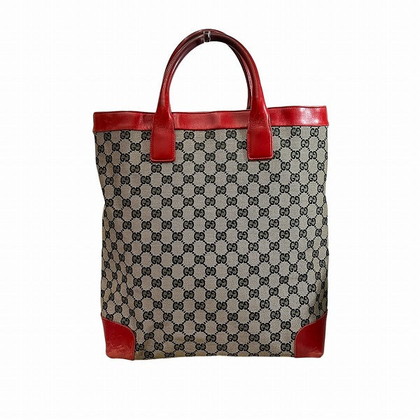 Gucci Leather GG Canvas Tote Bag 001553 in Good Condition