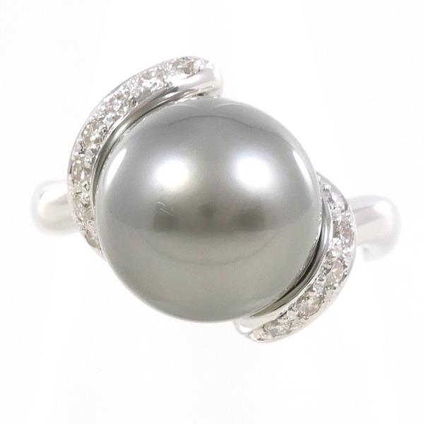 PT900 Platinum Ring Black Pearl Diamond