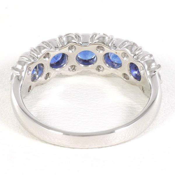 PT900 Platinum Sapphire Ring with Diamonds in Excellent Condition