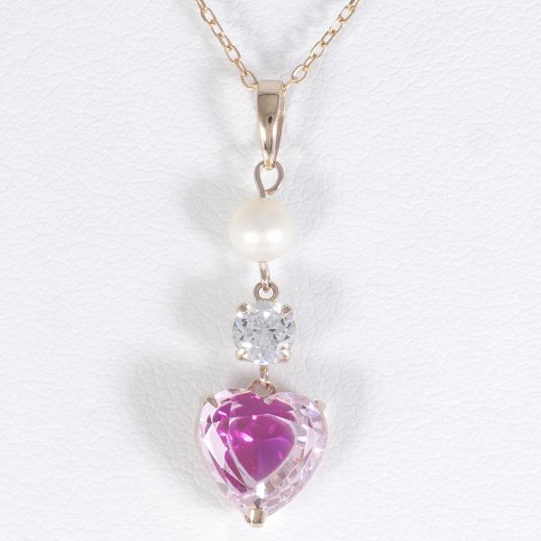 K10 Pink Gold Necklace with Zirconia