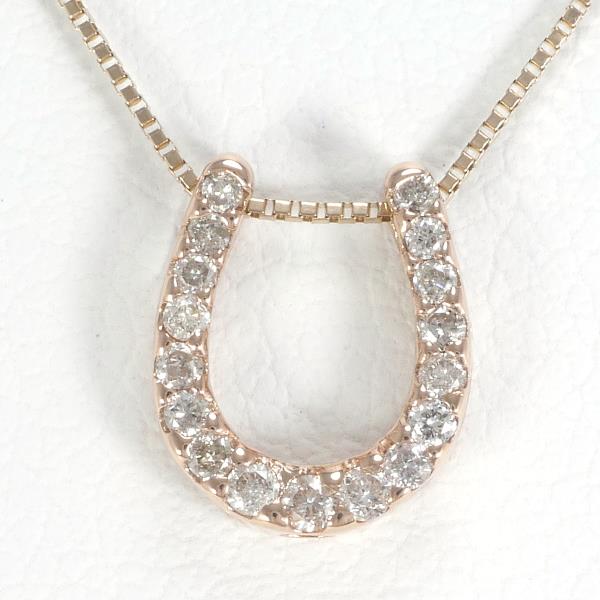 K10 Pink Gold Diamond Necklace in Excellent Condition