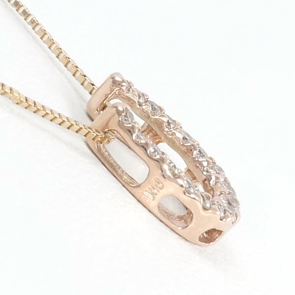 K10 Pink Gold Diamond Necklace in Excellent Condition