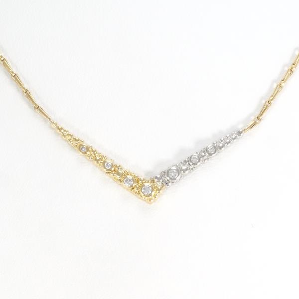 PT900 Platinum 18K Yellow Gold Diamond Necklace in Excellent Condition