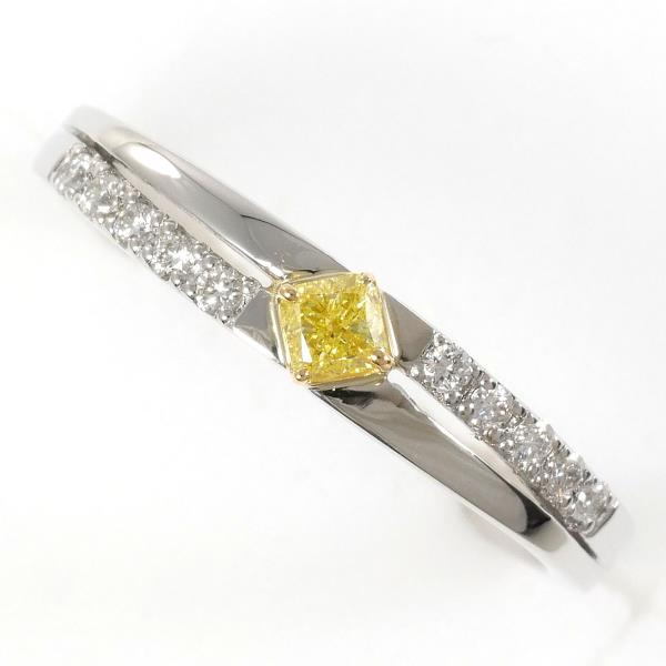 PT900 Platinum K18YG Ring with Yellow Diamond 0.140ct and Diamond 0.09ct in Excellent Condition