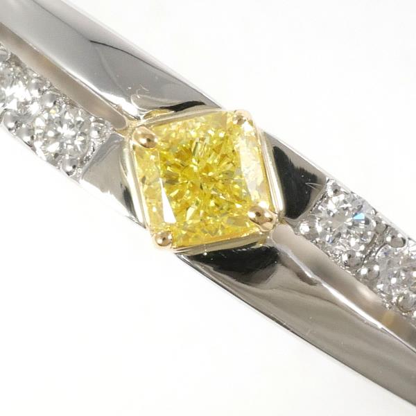 PT900 Platinum K18YG Ring with Yellow Diamond 0.140ct and Diamond 0.09ct in Excellent Condition