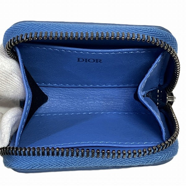 Dior Leather Round Zip Coin Case Wallet