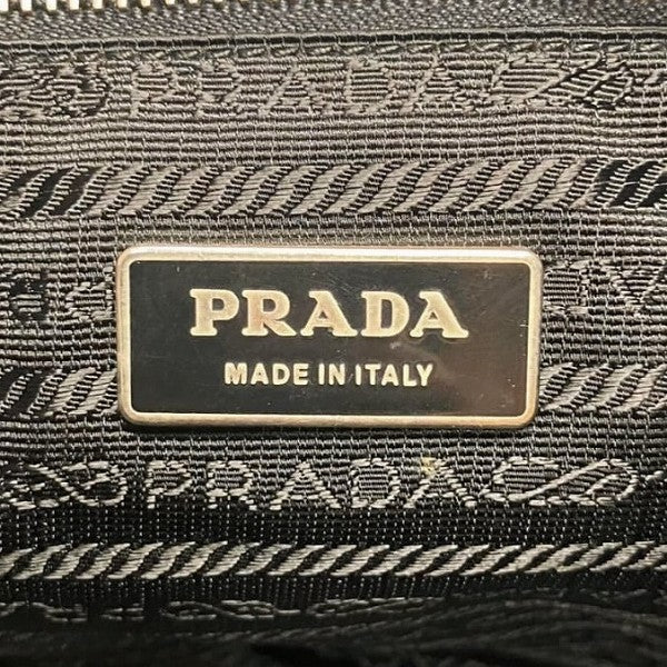 Prada Nylon Canvas Leather Triangle Plate Tote Bag BR3215 in Good Condition