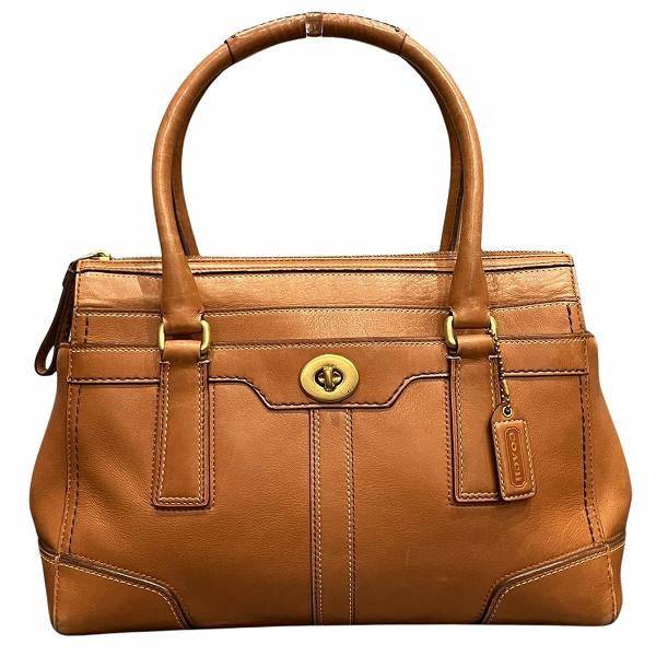 Coach Leather Hamptons Turnlock Bag 11047 in Good Condition