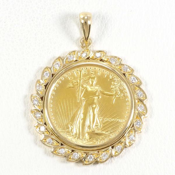 Gold Eagle Coin Pendant K22/K18 Yellow Gold Diamond