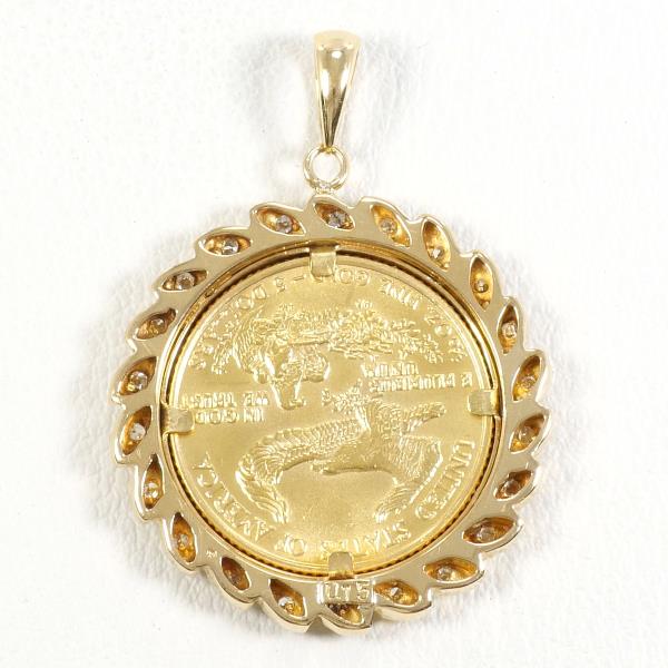 American Dollar Eagle 1/10oz Gold Coin Pendant K22 K18 Yellow Gold Diamond in Excellent Condition