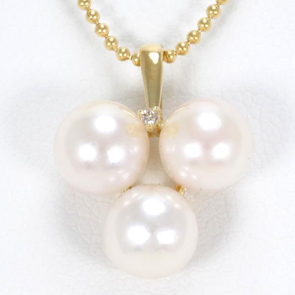 K18 Yellow Gold Pearl Necklace in Excellent Condition