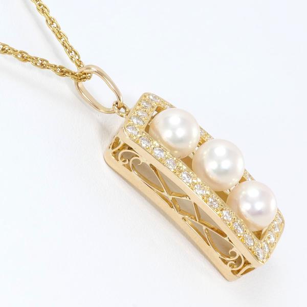 K18 Yellow Gold Necklace with Akoya Pearl and Diamond