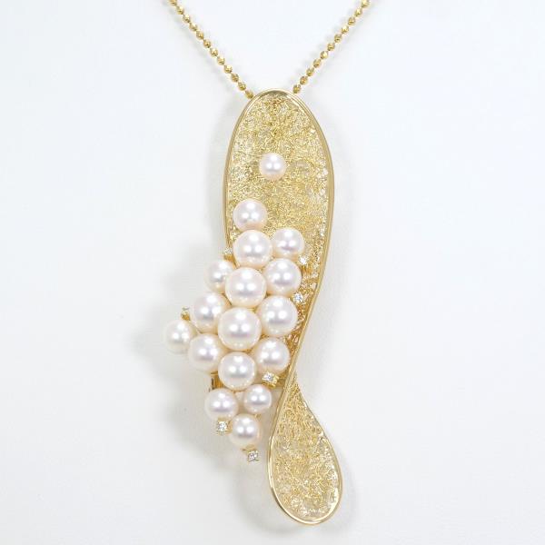 K18 Yellow Gold Necklace Brooch with Akoya Pearl