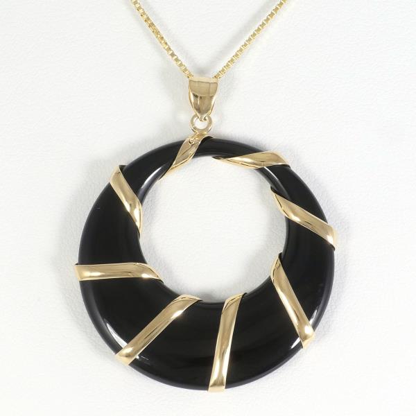 K18 Yellow Gold Onyx Necklace in Excellent Condition