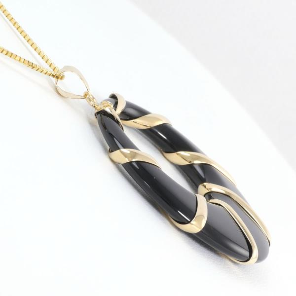 K18 Yellow Gold Onyx Necklace in Excellent Condition