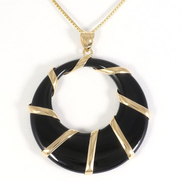 K18 Yellow Gold Onyx Necklace in Excellent Condition