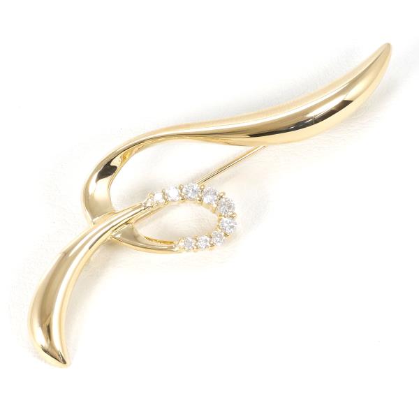 K18 Yellow Gold Diamond Brooch in Excellent Condition