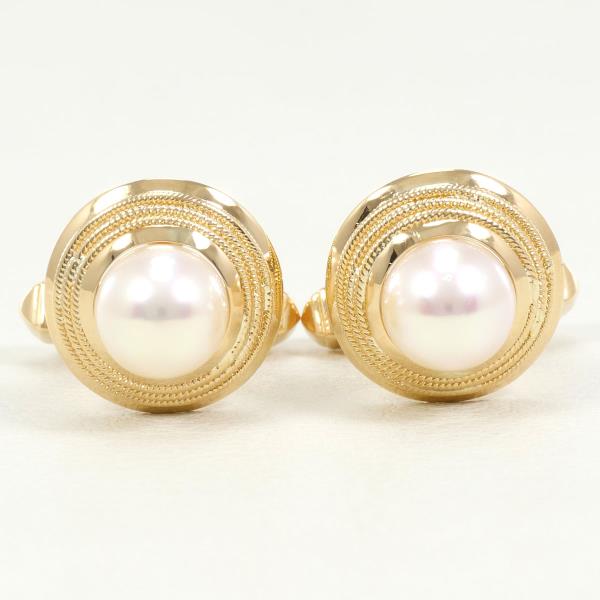 K18 Yellow Gold Akoya Pearl Cufflinks in Excellent Condition