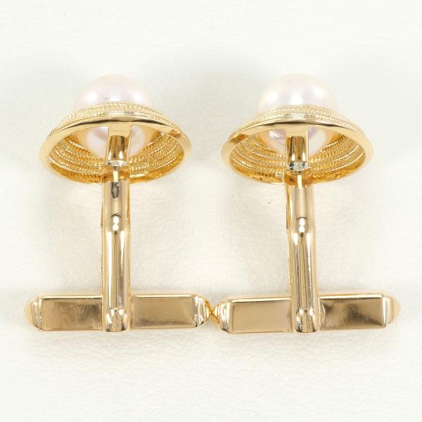 K18 Yellow Gold Akoya Pearl Cufflinks in Excellent Condition