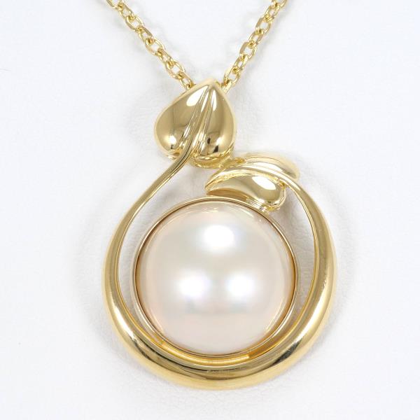 K18 Yellow Gold Necklace with Mabe Pearl in Excellent Condition