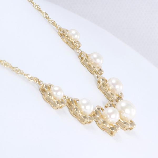 K18 Yellow Gold Pearl Necklace in Pristine Condition