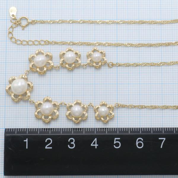 K18 Yellow Gold Pearl Necklace in Pristine Condition