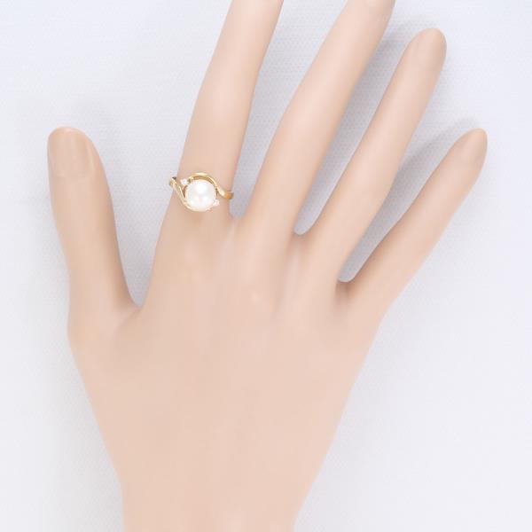 K18 Yellow Gold Pearl Ring with Diamond