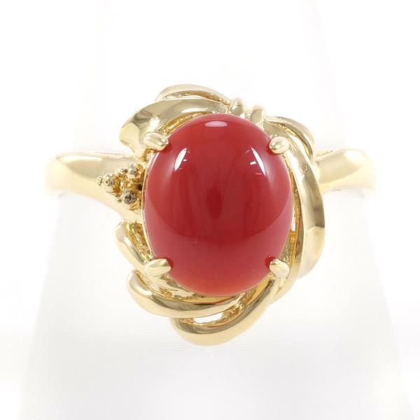 K18 Yellow Gold Coral Ring