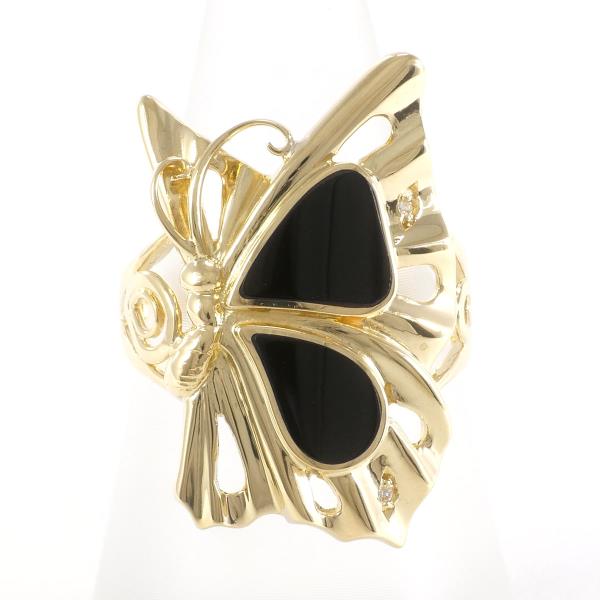 K18 Yellow Gold Onyx Ring Size 13 in Excellent Condition