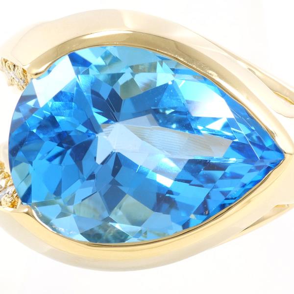 K18 Yellow Gold Ring with Blue Topaz and Diamonds in Excellent Condition