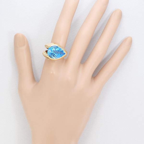 K18 Yellow Gold Ring with Blue Topaz and Diamonds in Excellent Condition