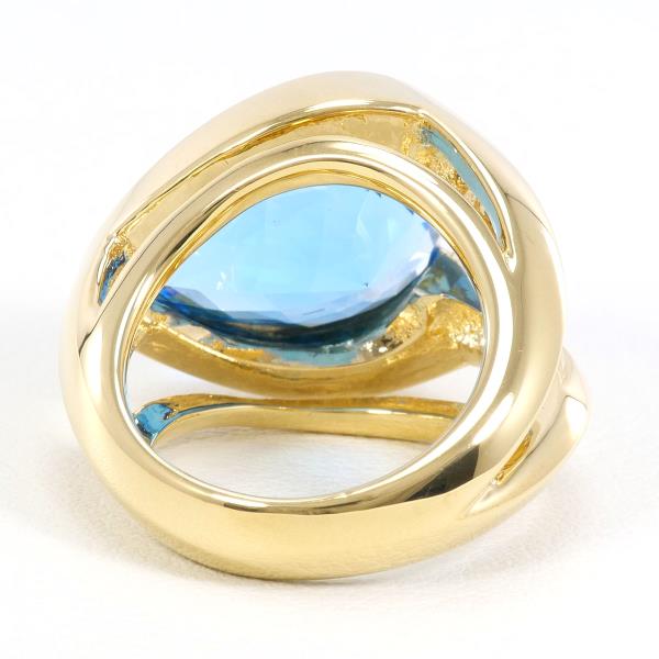 K18 Yellow Gold Ring with Blue Topaz and Diamonds in Excellent Condition