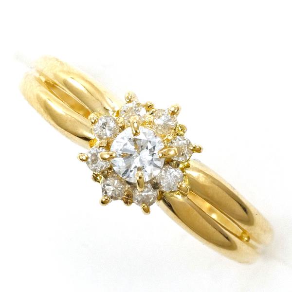 K18 Yellow Gold Diamond Ring 8 in Excellent Condition