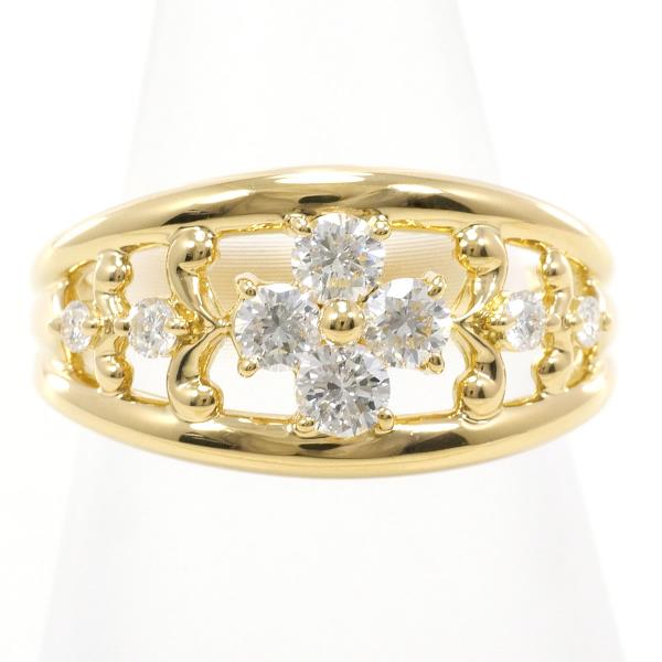 K18 Yellow Gold Diamond Ring 10号 in Excellent Condition