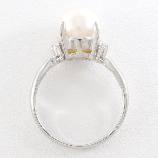 PT900 Platinum Pearl Ring 10.5 in Excellent Condition