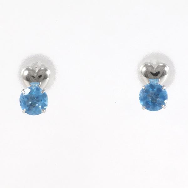 K14 White Gold Blue Topaz Earrings in Excellent Condition