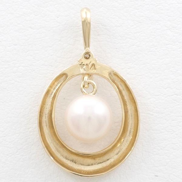 K14 Yellow Gold Pearl Pendant Top in Excellent Condition