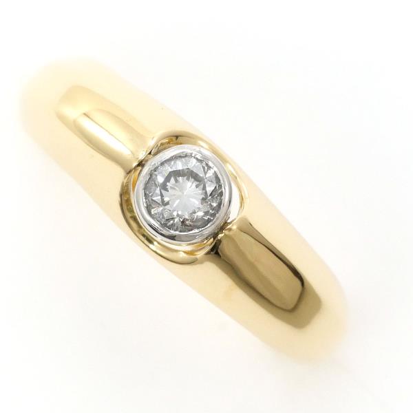 PT900 Platinum K18 Yellow Gold Diamond Ring 15号 0.21ct in Excellent Condition