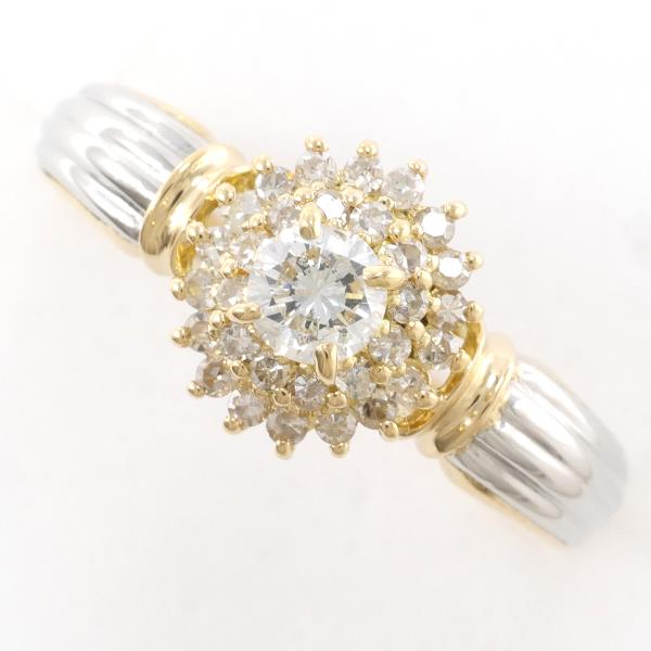 PT900 Platinum K18 Yellow Gold Diamond Ring Size 14 in Excellent Condition