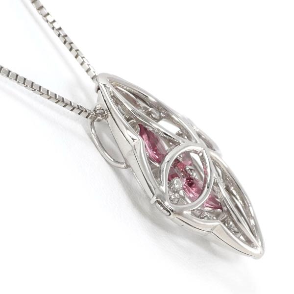 K18 White Gold Necklace with Pink Tourmaline and Diamond