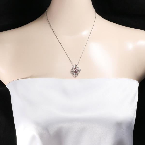 K18 White Gold Necklace with Pink Tourmaline and Diamond