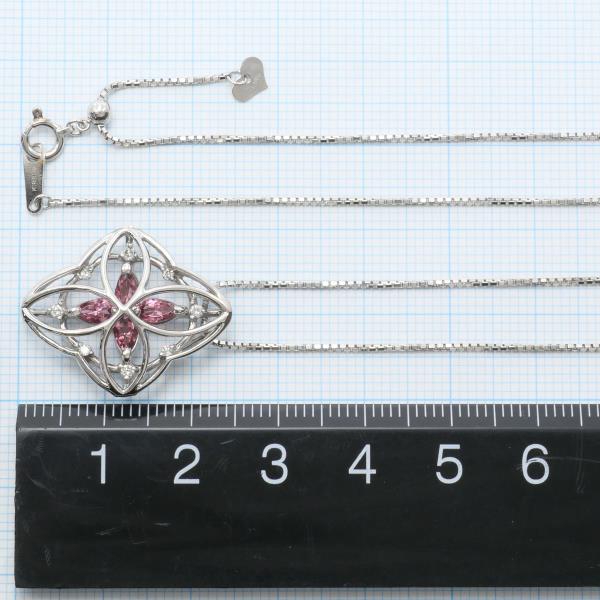 K18 White Gold Necklace with Pink Tourmaline and Diamond