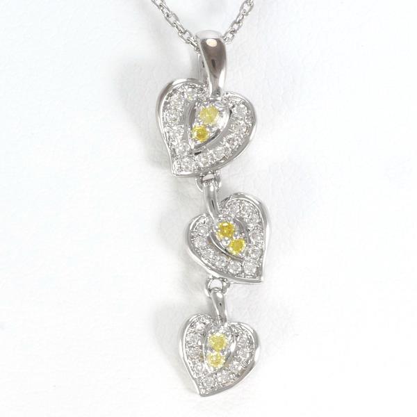 K18 White Gold Necklace with Yellow Diamond, 0.21ct in Excellent Condition