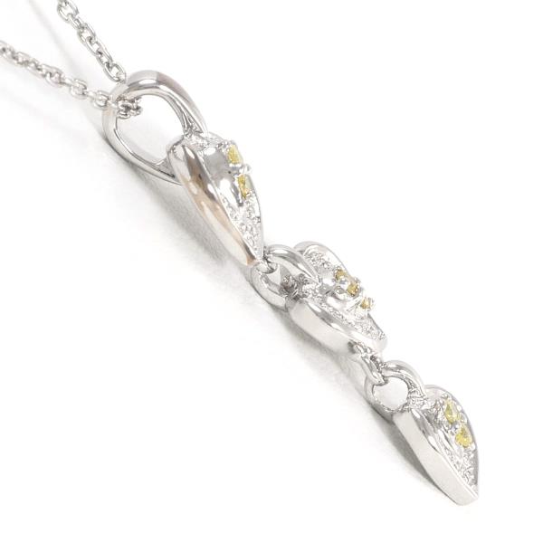 K18 White Gold Necklace with Yellow Diamond, 0.21ct in Excellent Condition